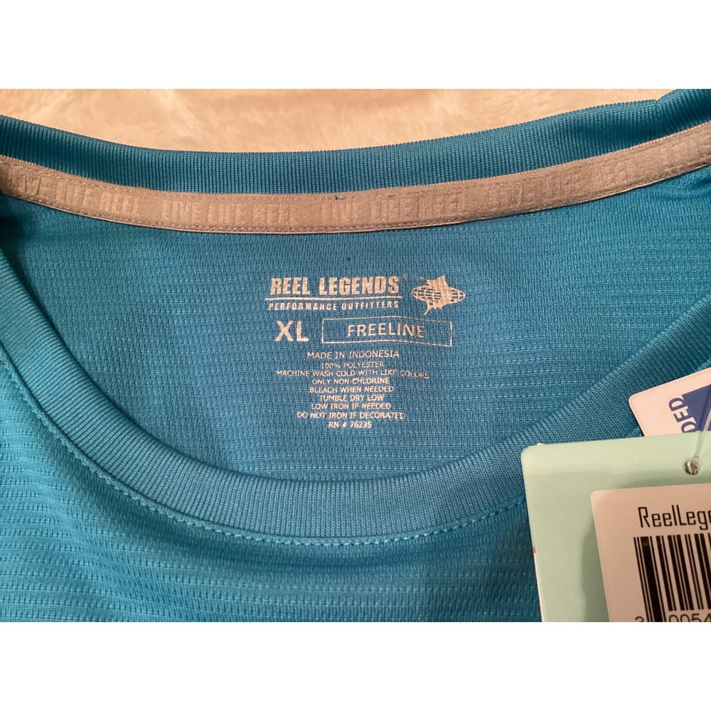 Reel Legends Freeline Mens XL Hawaiian Ocean Blue Long Sleeve UPF 30 Shirt - Picture 6 of 6
